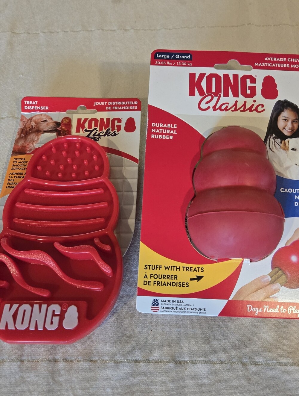 KONG Classic Large Rubber Treat Dispensing Toy and LONG Lick Set for Dogs